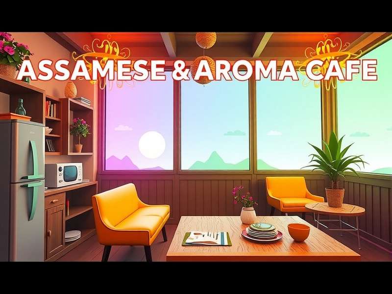 Assamese Aroma Cafe game screenshot showing café interior